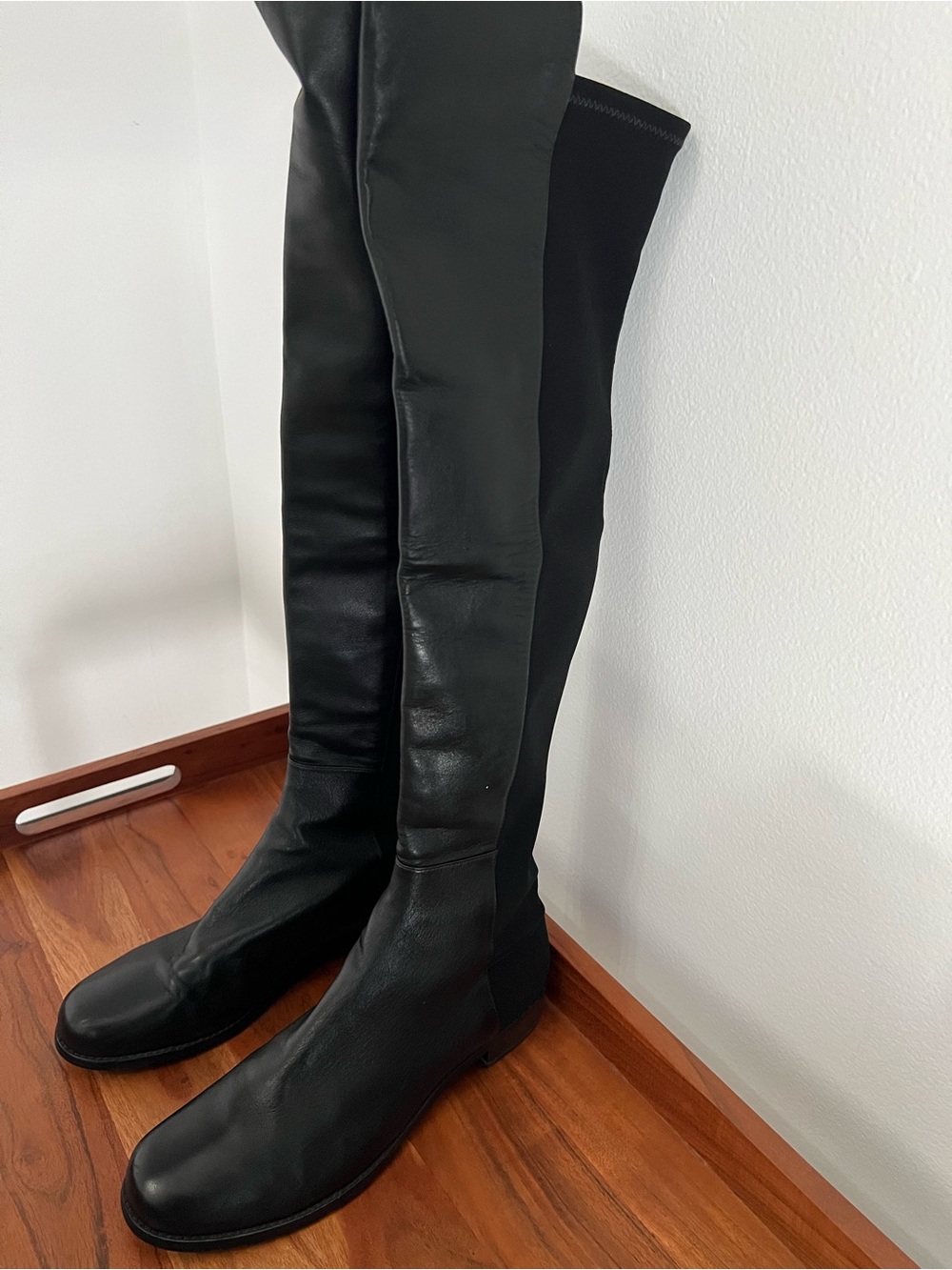 Stuart Weitzman Black Over-the-Knee Leather Boots